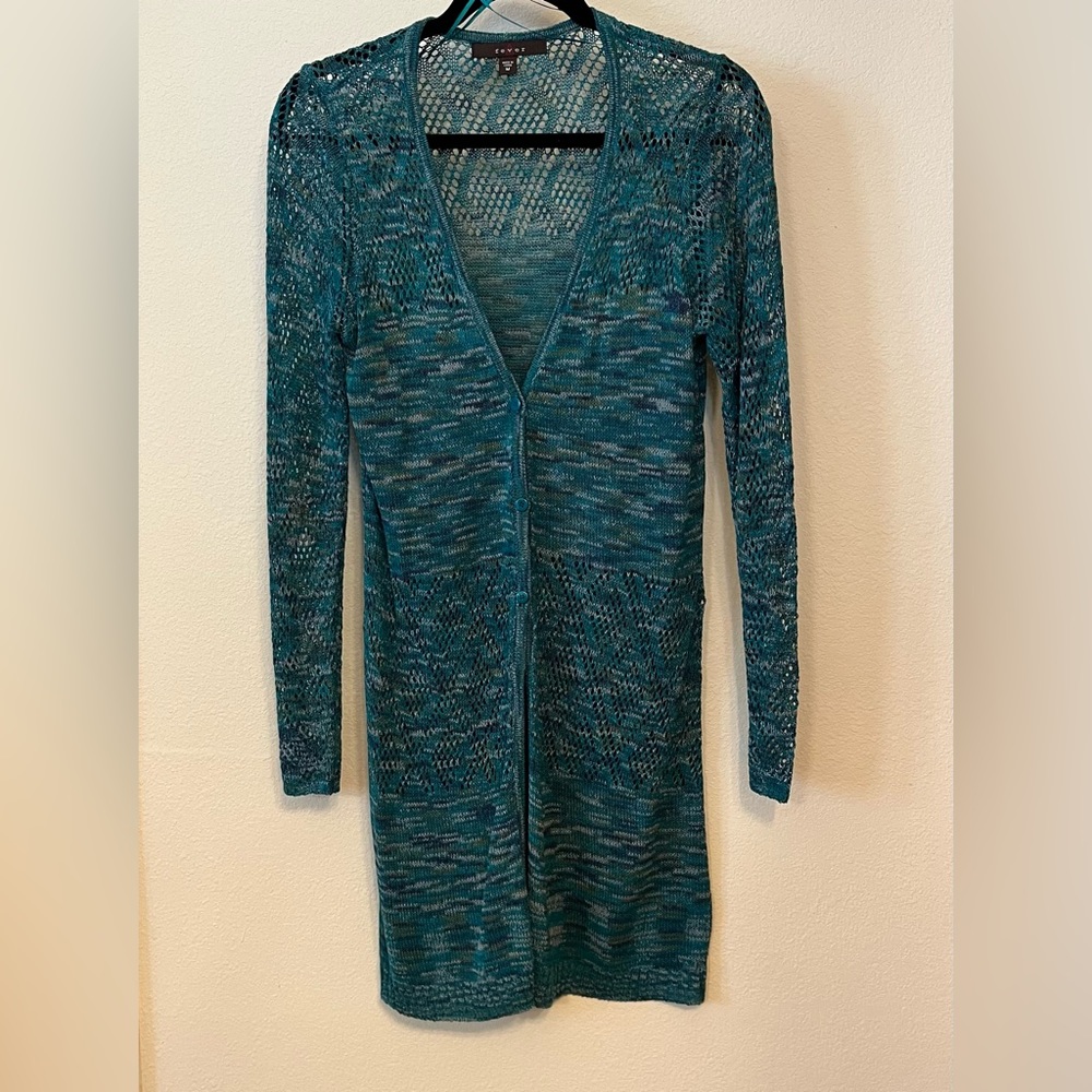 Fever Women's Open Knit Long Length Cardigan Sweater Size M